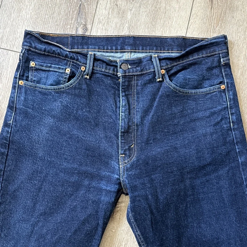 LEVIS MEN DARK BLUE JEAN 505 38X32 REGULAR STRAIGHT CLASSIC COTTON‎ DENIM #647